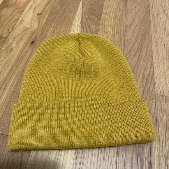 Mustard Yellow Beanie with Tree Logo Winter Warm Knit Cap Outdoor - Picture 2 of 2